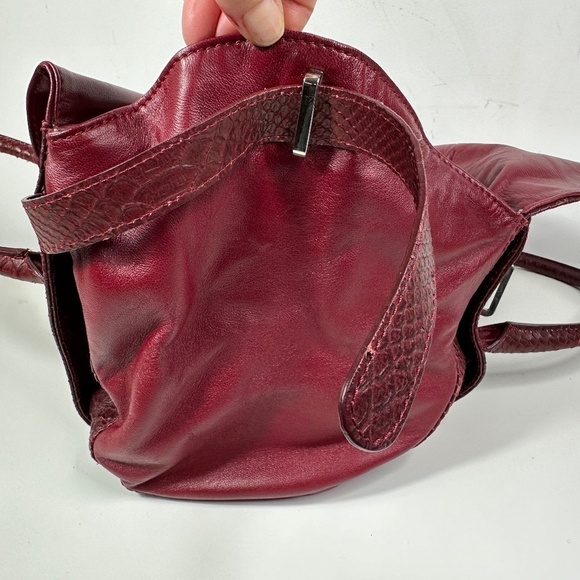 L.K.BENNETT LONDON BURGUNDY RED SNAKESKIN LEATHER  HANDBAG SATCHEL - Picture 13 of 16